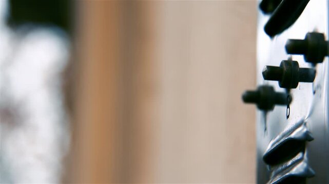 Person Ringing Vintage Doorbell on Metal Plate at Home Entrance - 4K