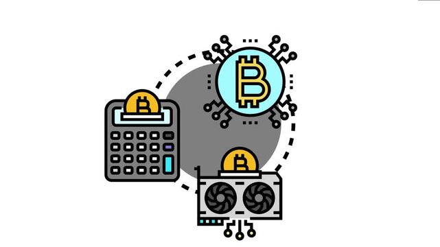 Play to earn cryptocurrency games concept with digital cash, graphics processing unit, and calculator for financial transactions and online entertainment