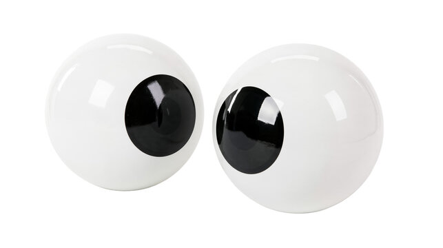 Isolated pair of funny googly eyes, toy plastic wiggle eyes for crafts and decoration