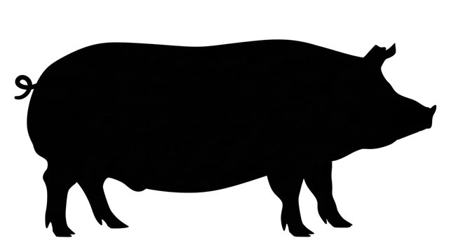 Isolated black silhouette of a domestic pig with a specific alphanumeric identifying code.