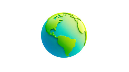 Isolated 3D Earth globe with green continents and blue oceans, including text label B (1597). © Niamh