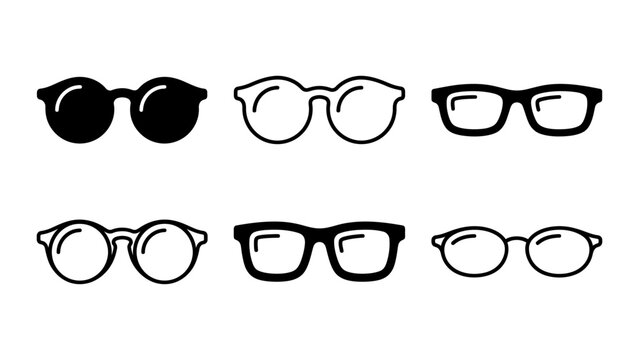 Eyeglass frame styles in continuous single-line vector illustration with glasses design art outline drawing eyeglasses monochrome illust