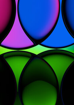 Macro view of interlocking 3D glass circles