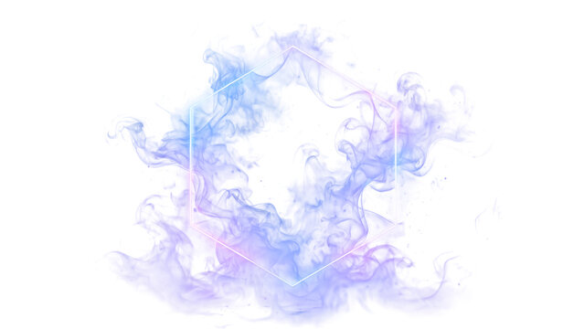 Abstract soft blue smoke square frame isolated on transparent background
