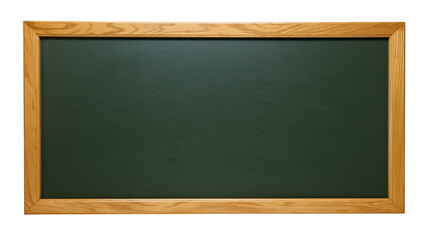 Isolated clean dark green rectangular blackboard with a rustic natural wooden frame © Saoirse