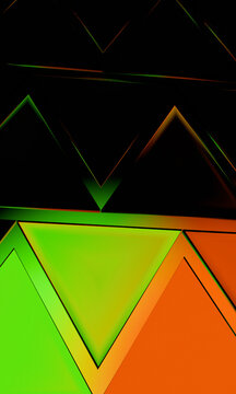 Green and Orange 3D Panels beneath Deep Shadow
