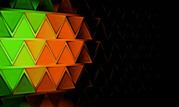Triangular 3D glass tiles fading into darkness