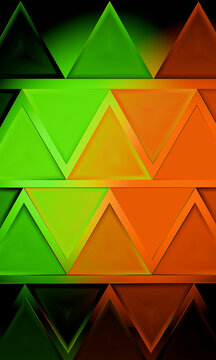 Alternating 3D Glass Triangles in Lime and Orange