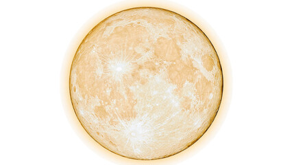 Isolated vibrant full moon with detailed craters and bright rays, labeled B (432). © Oisin