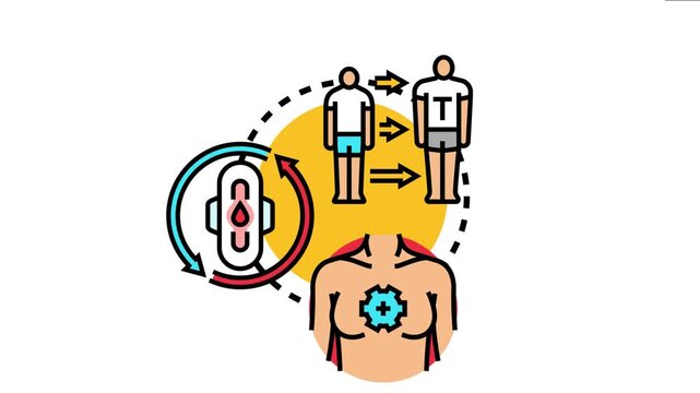 Postmenopause transition concept showing female physiological and hormonal adjustments, with changes in menstrual cycle cessation and bodily processes