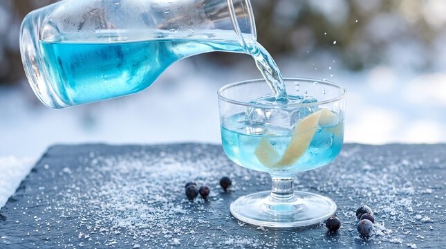 Ice blue aperitif pour over winter ice