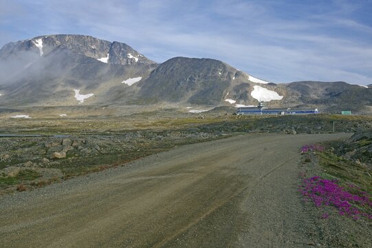 Unpaved road leads through barren landscape, Kulusuk, Arctic, Greenland, Denmark