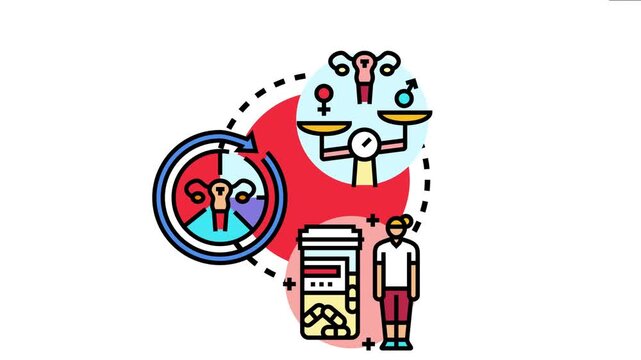 Abstract concept visualizing the transitional phases of a female's reproductive health. Focusing on hormonal changes. Female cycle regulation