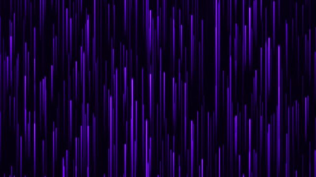 Purple light bars flicker and fluctuate vertically against a dark abstract background