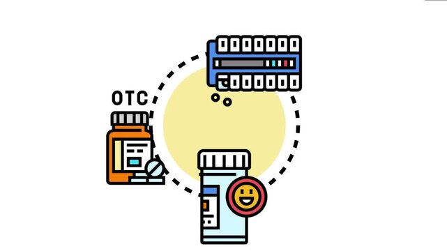 Prescription service counter icon the process of receiving medical drugs, highlighting both prescribed and over the counter options for consumer health