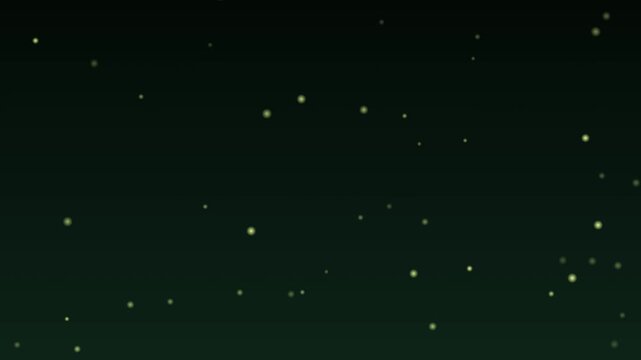 Glowing yellow fireflies floating in dark night sky background for