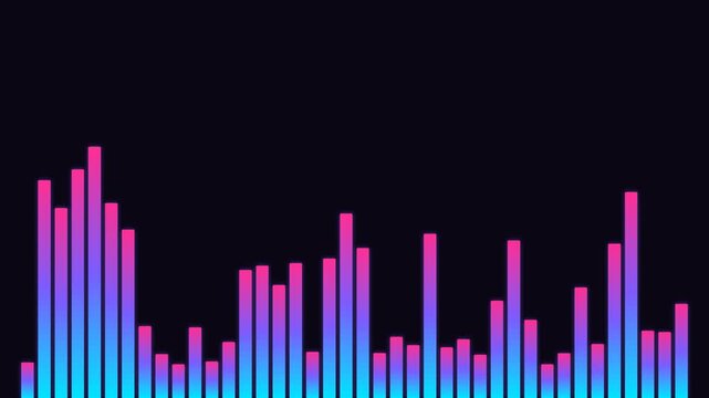 Animated audio equalizer bars with neon pink and blue gradient motion