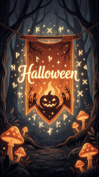 Creative surreal Halloween hanging letters with vines vector