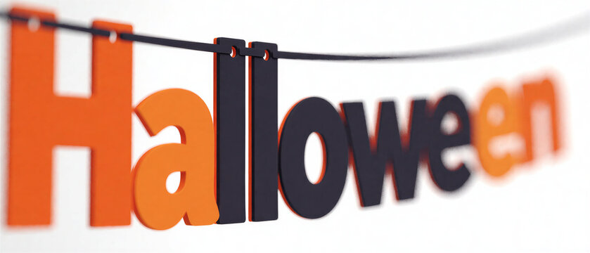 Halloween hanging banner with text and bats illustration