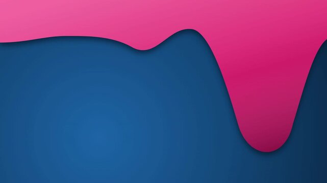 A pink liquid dripping background featuring vibrant magenta fluid flowing over a deep dark blue surface with smooth curves and copy space