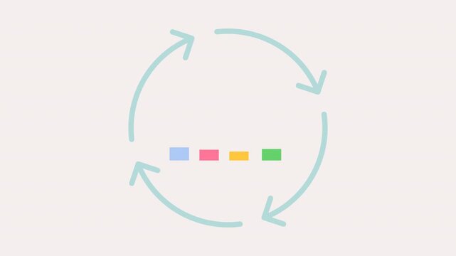 Animated continuous improvement  icon featuring a growth graph animation and rotating cycle flow color. For process optimization and productivity. Isolated on a white background in 4K resolution.
