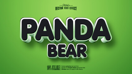 Panda Bear cute kawaii black and mint 3D text effect on green © DesignVectX