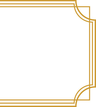 An ornate golden frame with double lines and rounded corners on a white background