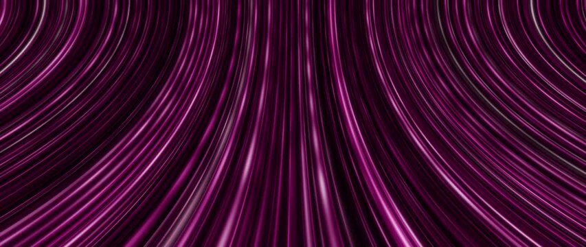 Magenta light ribbons form curved waves across a dark abstract background