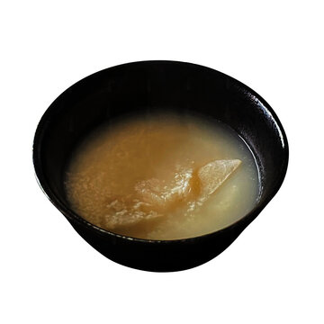 豆腐雑煮 1杯の切り抜き。お豆腐とお餅を合わせた茨城県の伝統的な郷土料理・お正月フード素材 俯瞰