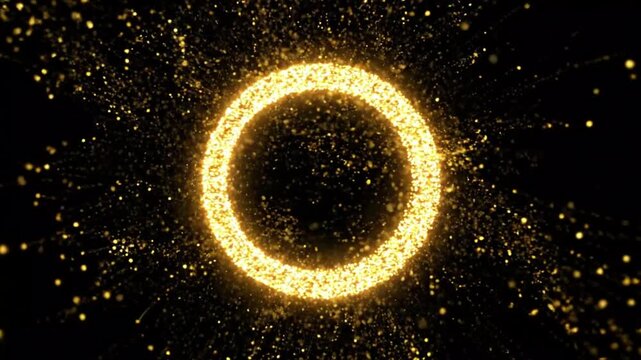 Golden Particle Countdown Animation Featuring the Number Zero.