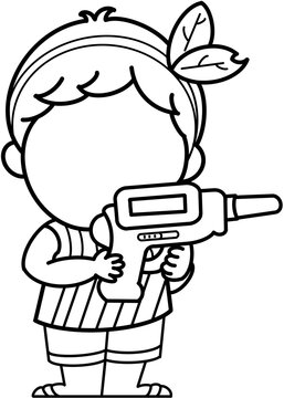 hand drawn vector illustration of a gun