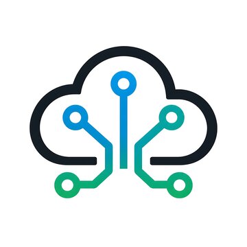 Modern Cloud Computing Technology Logo Icon With Connected Digital Network Nodes For Software Services, Enterprise IT Infrastructure, Cloud Solutions And Digital Transformation Branding