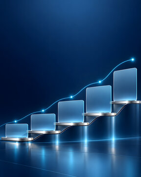 Financial Performance Growth Concept With Glass Step Chart