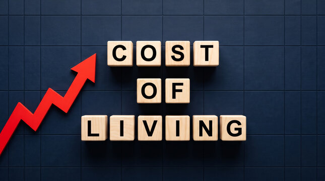 Inflation red arrow signals rising cost and pressure household economy. Financial crisis recession. stock price increase falling, bankruptcy risk loss, chart graph statistic