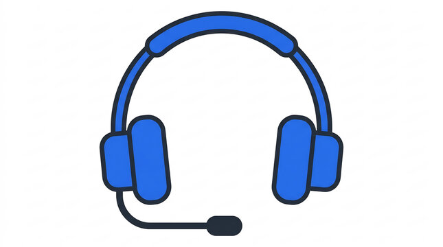 Blue headset icon for customer service and communication
