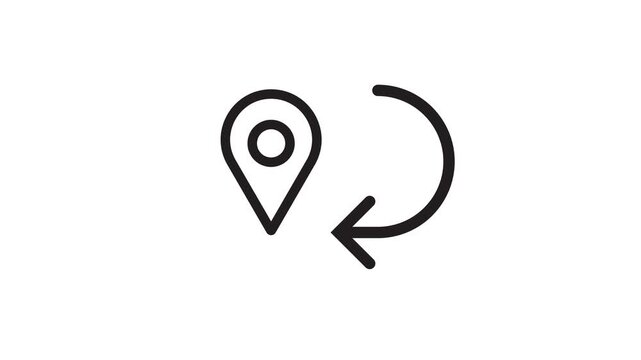 Animated location pin with circular return arrow icon for navigation interface design.