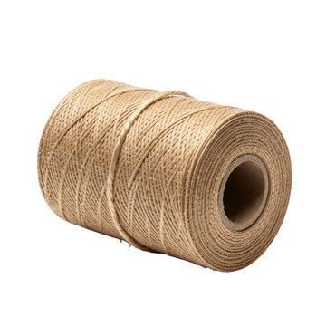 Spool of brown twine string on black background