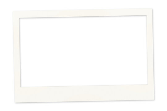 White landscape instant photo frame with fine paper texture a broad caption border and transparent picture opening PNG