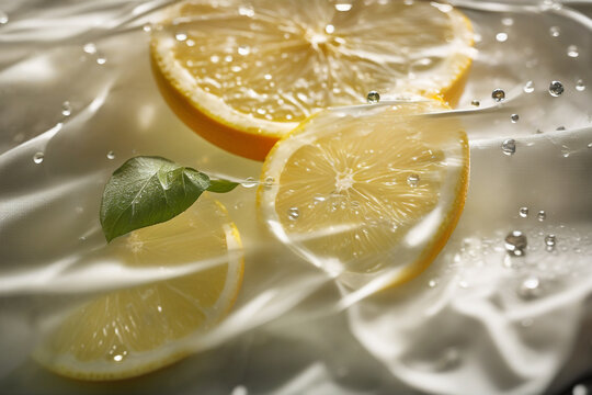 Tactile lemon slices close-up