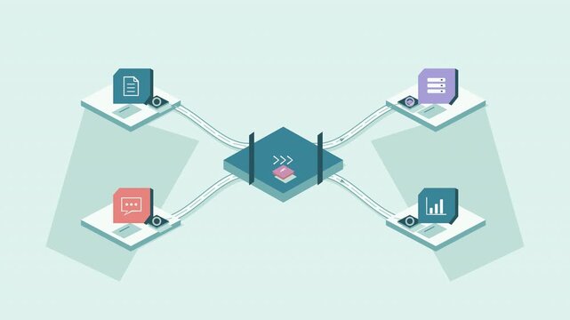 Connected application islands exchange compatible packets through an automation bridge, wide