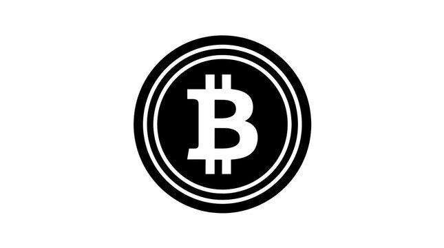 Bitcoin currency sign as simple flat icon on clear transparent background
