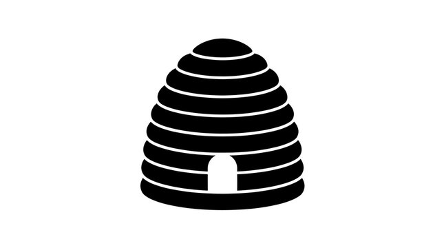 Round beehive silhouette design featuring striped pattern nature symbol