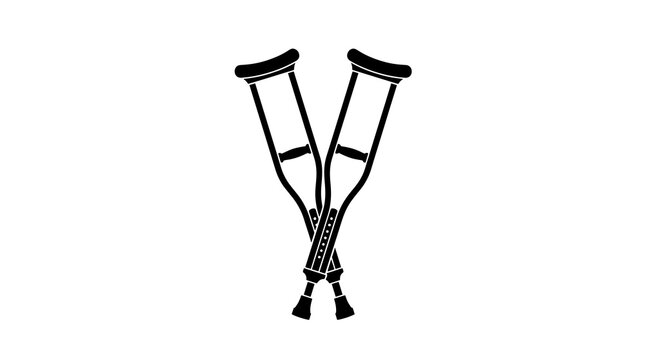 Medical crutches crossed as icon for injury recovery or physical therapy