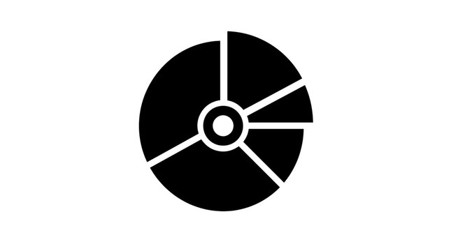 Pie chart icon with fragmented sectors for business data visualization