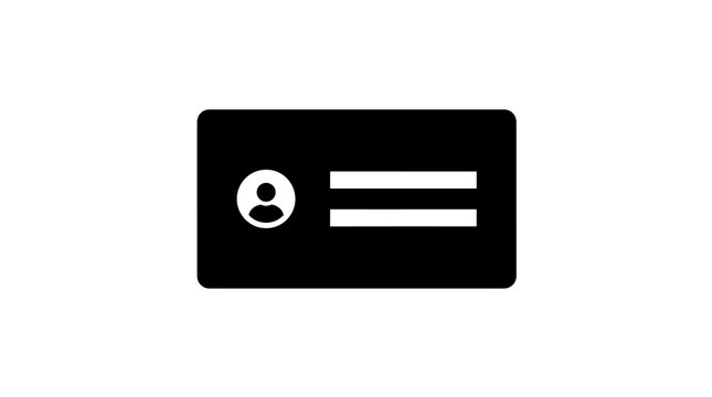 Identification card icon with black person silhouette for security badge