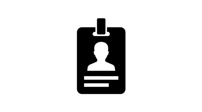 Identification badge icon with black silhouette for staff access cards