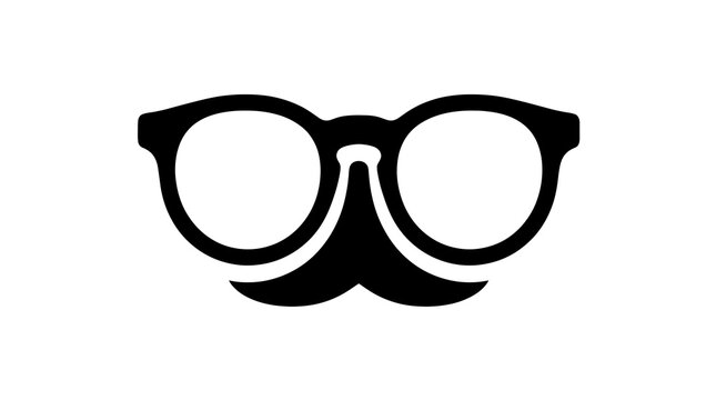 Hipster glasses and mustache icon black silhouette for creative design