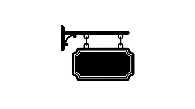 Empty hanging sign with metal chains black icon for street directional