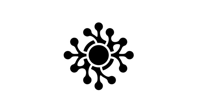 Black virus cell structure flat icon design for germ or disease graphic