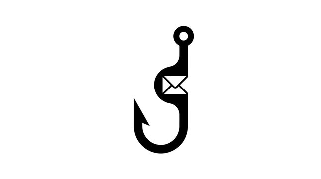 Black email phishing hook conceptual icon representing security risk awareness